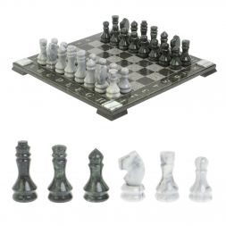 Шахматы &amp;quot;Турнирные&amp;quot; доска 41х41 см серый мрамор, змеевик