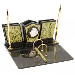 Настольный канцелярский набор "Стандарт" камень змеевик