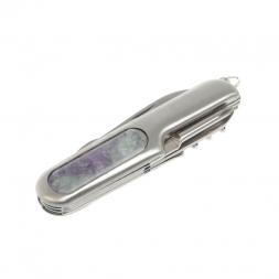 Нож мультитул складной 7 в 1 с камнем флюорит