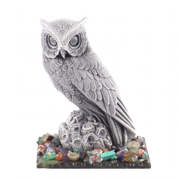 Статуэтка &amp;quot;Филин большой&amp;quot; из мрамолита на подставке из змеевика 121541