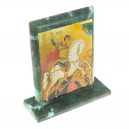 Икона &amp;quot;Св. Георгий Победоносец&amp;quot; змеевик 15х5х15,5 см