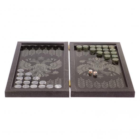 Нарды с гравировкой &amp;quot;Русский мишка / герб РФ&amp;quot; камень гранит 125953