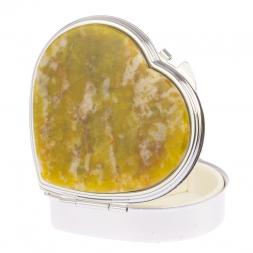 Таблетница &amp;quot;Сердце&amp;quot; на 3 отделения камень офит благородный цвет серебро