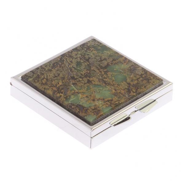 Таблетница на 4 отделения из камня офит цвет серебро 126158