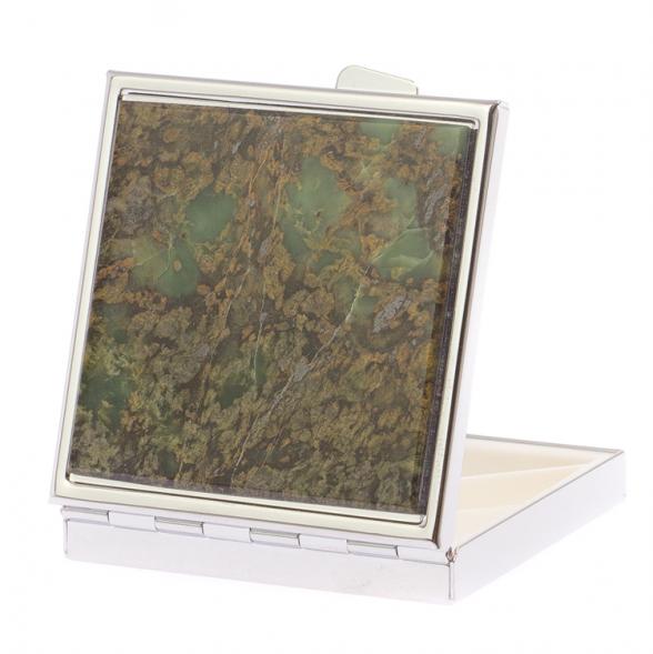 Таблетница на 4 отделения из камня офит цвет серебро 126158