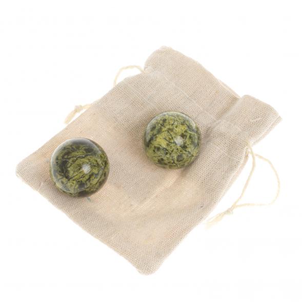 Шары для массажа 3 см 2 шт из светло-зеленого змеевика 127157