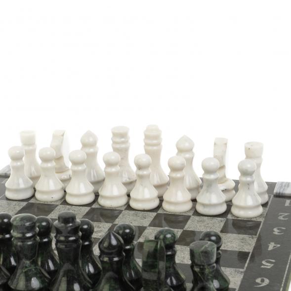 Шахматы &amp;quot;Турнирные&amp;quot; доска 41х41 см белый мрамор, змеевик 127237