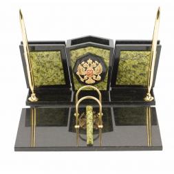 Письменный прибор "Стандарт" с гербом змеевик