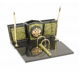 Письменный прибор "Стандарт" с гербом змеевик