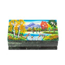 Шкатулка &amp;quot;Купюра. Осень&amp;quot; из шабровского змеевика 18х9,5х7 см