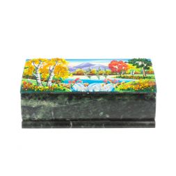 Шкатулка &amp;quot;Купюра. Осень&amp;quot; из шабровского змеевика 18х9,5х7 см