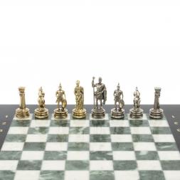 Шахматы &amp;quot;Римляне&amp;quot; фигуры золото / серебро доска 28х28 см из мрамора и змеевика
