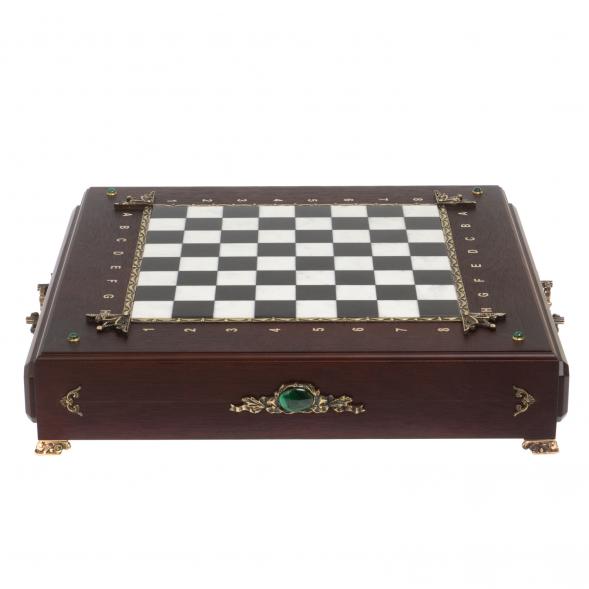 Подарочный шахматный ларец &amp;quot;Русские&amp;quot; фигуры из бронзы 119021