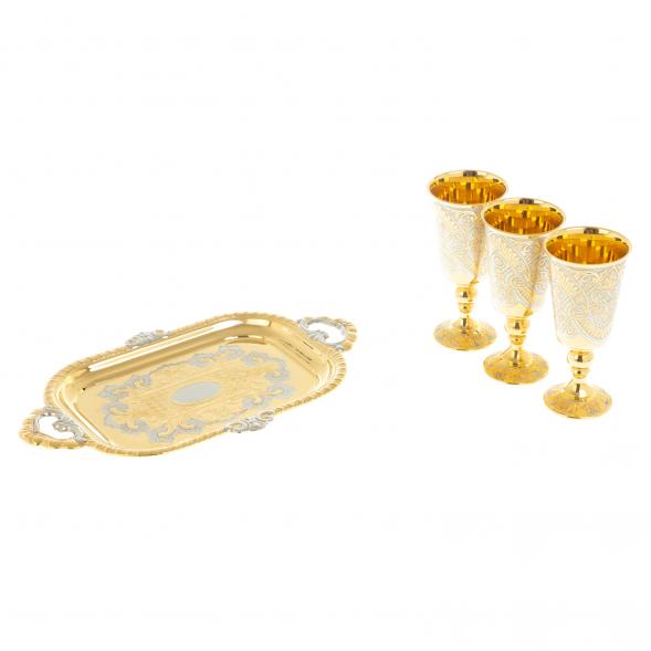 Водочный набор &amp;quot;Конус&amp;quot; 3 рюмки на подносе 40 мл Златоуст 128100