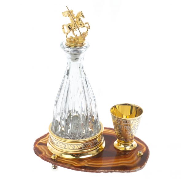 Водочный набор &amp;quot;Георгий Победоносец&amp;quot; камень агат Златоуст 128941