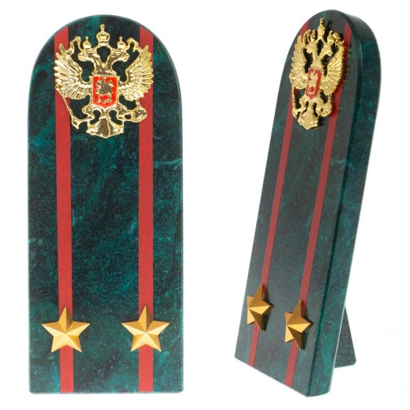 Сувенир погон &amp;quot;Подполковник МВД&amp;quot; камень змеевик 129013