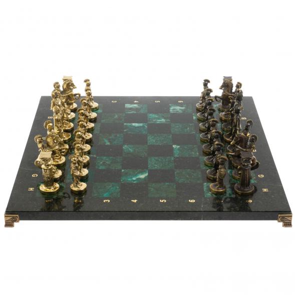 Шахматы &amp;quot;Римские&amp;quot; из бронзы и шабровского змеевика 44х44 см 129663