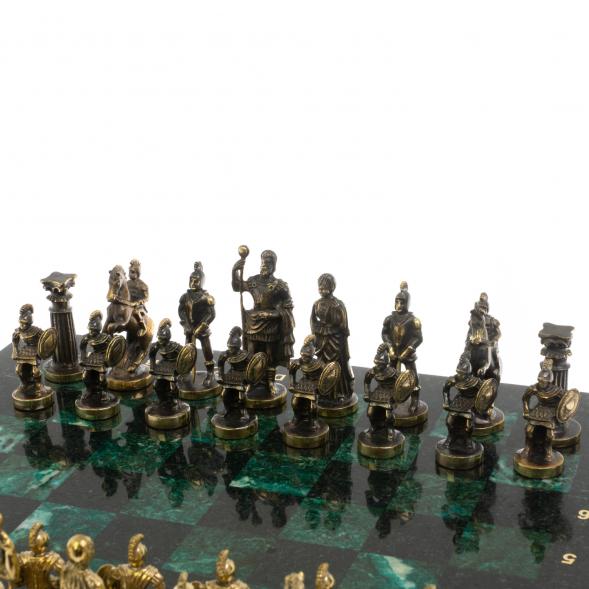 Шахматы &amp;quot;Римские&amp;quot; из бронзы и шабровского змеевика 44х44 см 129663