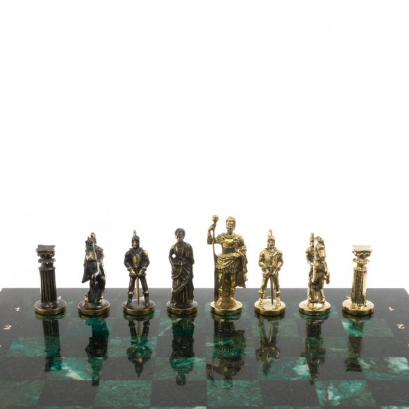 Шахматы &amp;quot;Римские&amp;quot; из бронзы и шабровского змеевика 44х44 см 129663