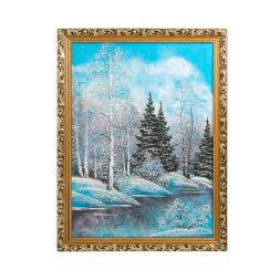 Картина из каменной крошки "Зимний пейзаж" багет 58х78 см