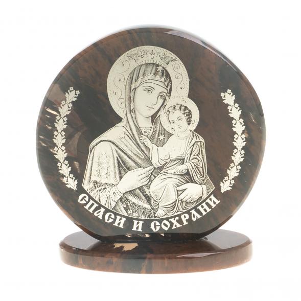 Икона настольная &amp;quot;Казанская БМ&amp;quot; камень обсидиан 6х2,5х6,5 см 123019
