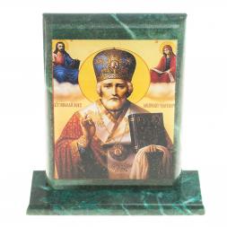 Икона &amp;quot;Святые&amp;quot; змеевик 15х5х15,5 см