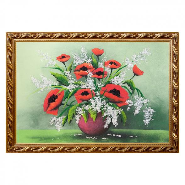 Натюрморт &amp;quot;Маки&amp;quot; багет 46х66 см, каменная крошка 111687
