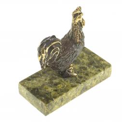 Статуэтка из бронзы на подставке из змеевика &amp;quot;Курочка&amp;quot;