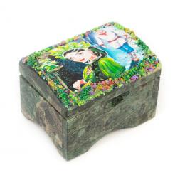 Шкатулка Сундучок хозяйки медной горы змеевик 10х6,5х7 см