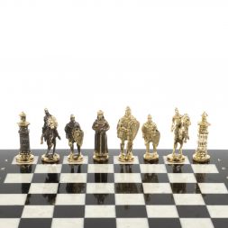 Шахматы &amp;quot;Богатыри&amp;quot; из бронзы и мрамора доска 44х44 см