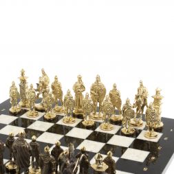 Шахматы &amp;quot;Богатыри&amp;quot; из бронзы и мрамора доска 44х44 см