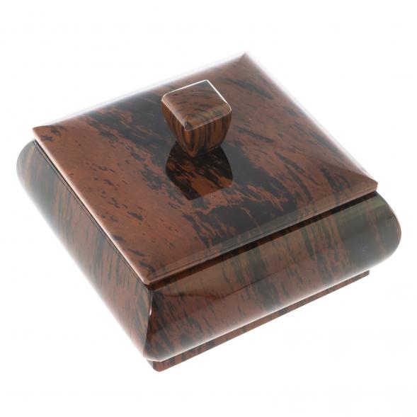 Шкатулка камень обсидиан коричневый 10,5х10,5х7 см 122362