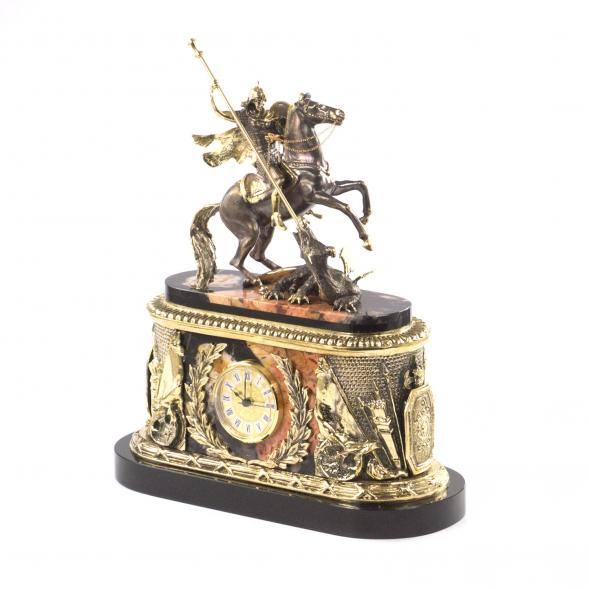 Каминные часы &amp;quot;Георгий Победоносец&amp;quot; яшма долерит 113093