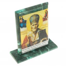 Икона "Николай Чудотворец" змеевик 15х5х15,5 см