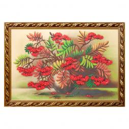 Натюрморт "Рябина" багет 46х66 см, каменная крошка