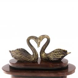 Часы &amp;quot;Пара лебедей&amp;quot; бронза лемезит