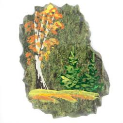 Магнит &amp;quot;Осенний пейзаж&amp;quot; камень змеевик