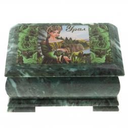 Шкатулка &amp;quot;Хозяйка медной горы - Урал&amp;quot; змеевик 20х12,5х10,3 см