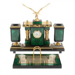 Письменный набор &amp;quot;Горный орел&amp;quot; из малахита Златоуст