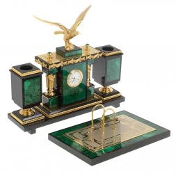 Письменный набор &amp;quot;Горный орел&amp;quot; из малахита Златоуст