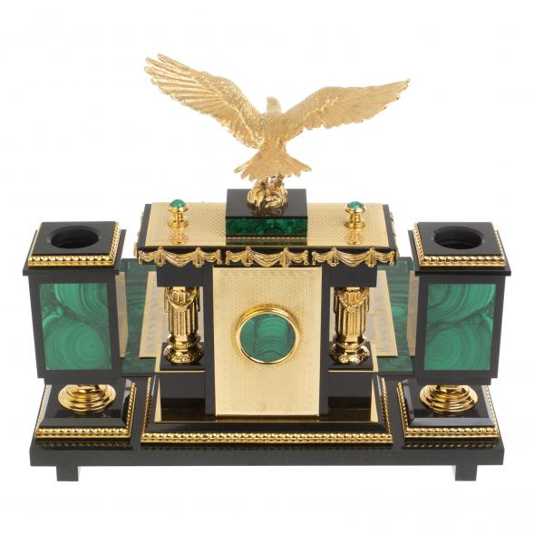 Письменный набор &amp;quot;Горный орел&amp;quot; из малахита Златоуст 127158