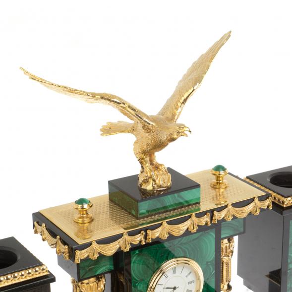 Письменный набор &amp;quot;Горный орел&amp;quot; из малахита Златоуст 127158