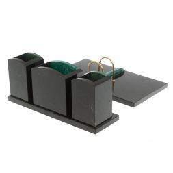 Настольный набор &amp;quot;Канцелярский&amp;quot; змеевик с часами