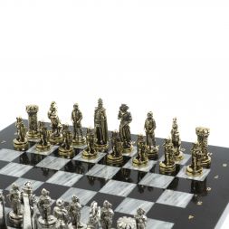 Шахматы &amp;quot;Рыцари&amp;quot; доска 36х36 см / серый мрамор