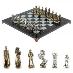 Шахматы &amp;quot;Рыцари&amp;quot; доска 36х36 см / серый мрамор