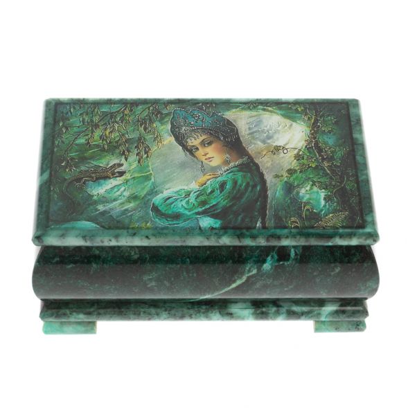 Шкатулка &amp;quot;Хозяйка медной горы&amp;quot; из змеевика 18х10х8,5 см 128181