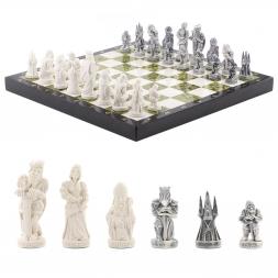 Оригинальные шахматы &amp;quot;Средневековье&amp;quot; камень змеевик мрамор 40х40 см