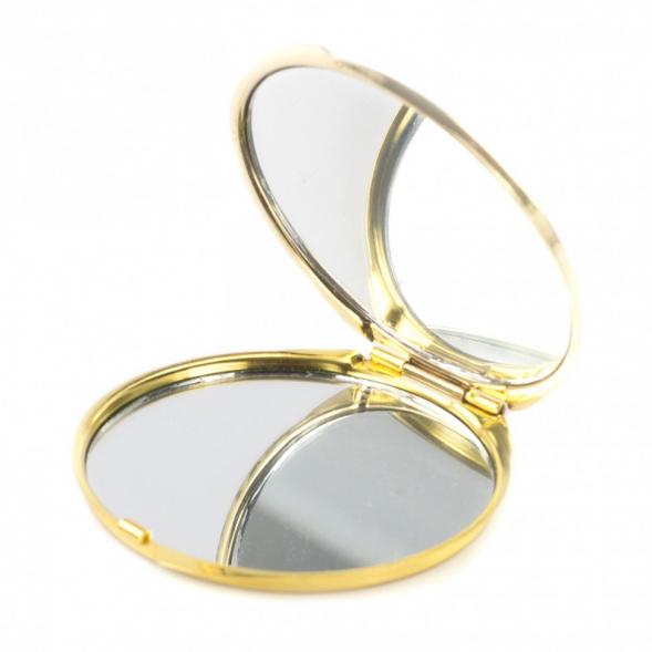 Зеркало карманное круглое со змеевиком, золотистое 120993