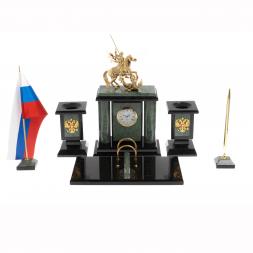 Настольный набор &amp;quot;Георгий Победоносец&amp;quot; офиокальцит