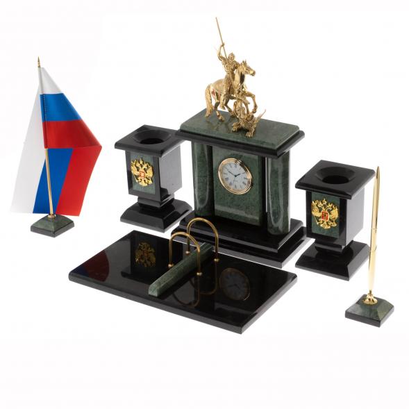 Настольный набор &amp;quot;Георгий Победоносец&amp;quot; офиокальцит 129982